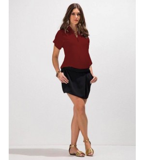 Blusa prega frente | Cor: Marsala